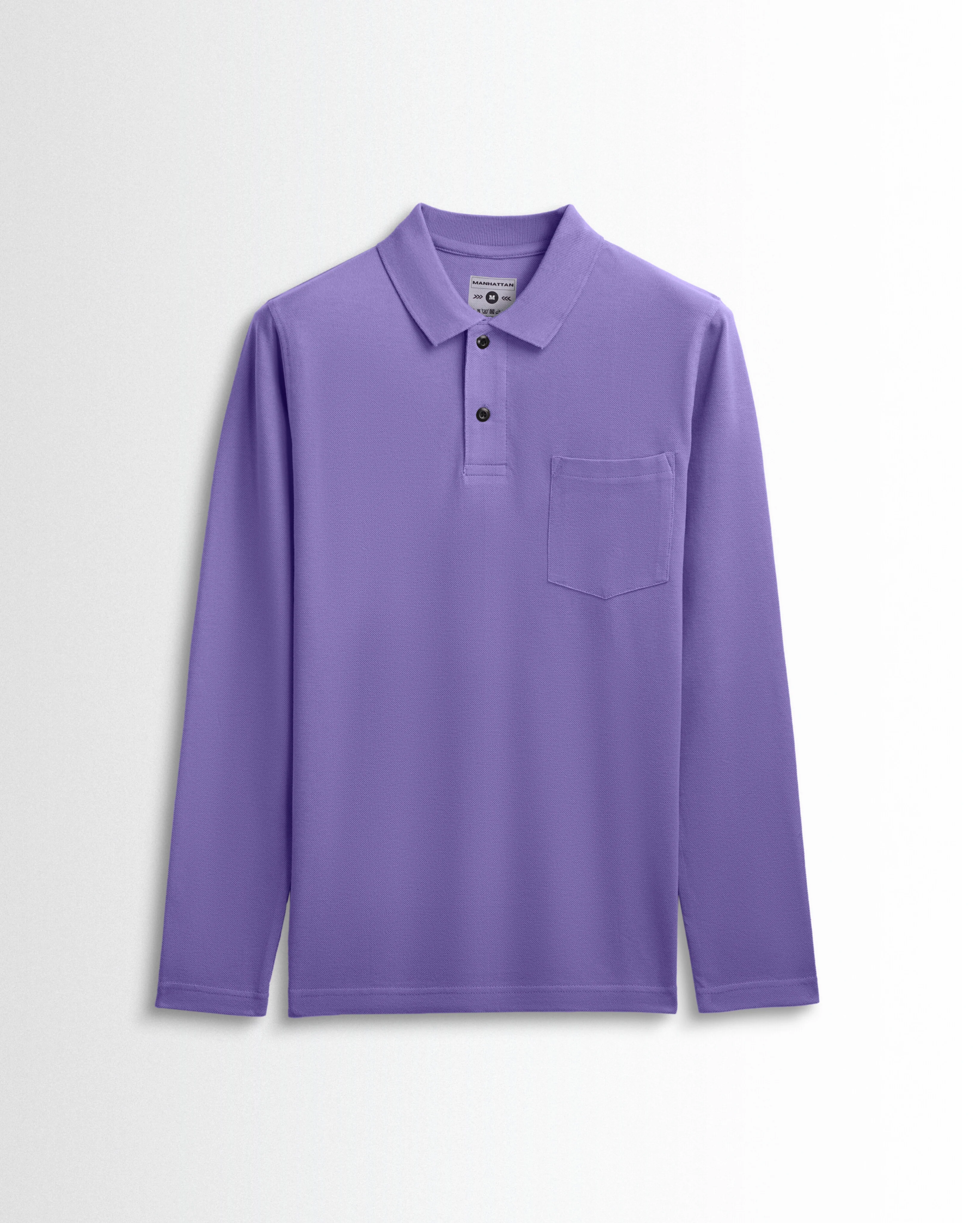 Cotton Polo Full Sleeve Unisex Lavender Pocket