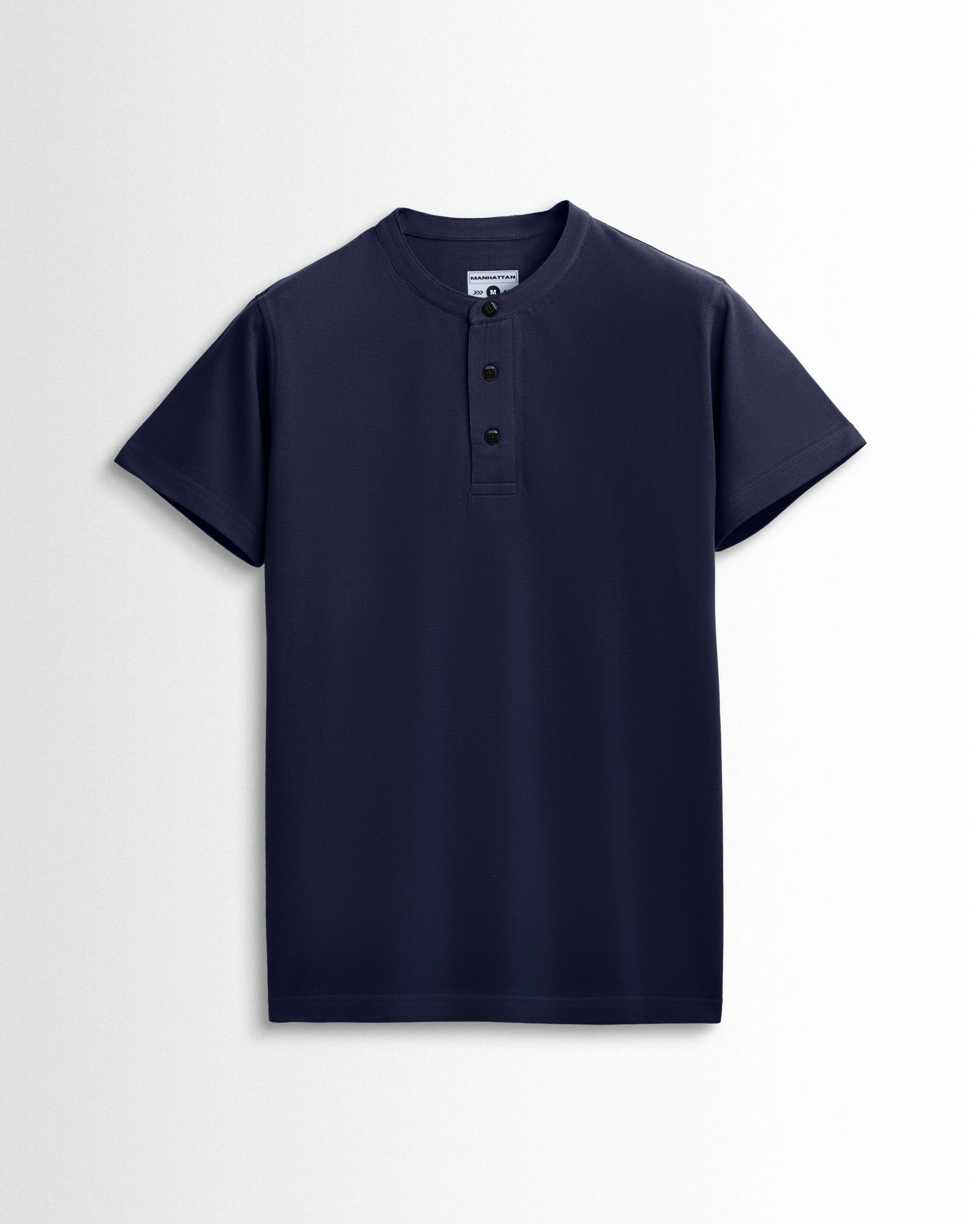 Pure Cotton Henley Without Pocket T shirts (Navy)