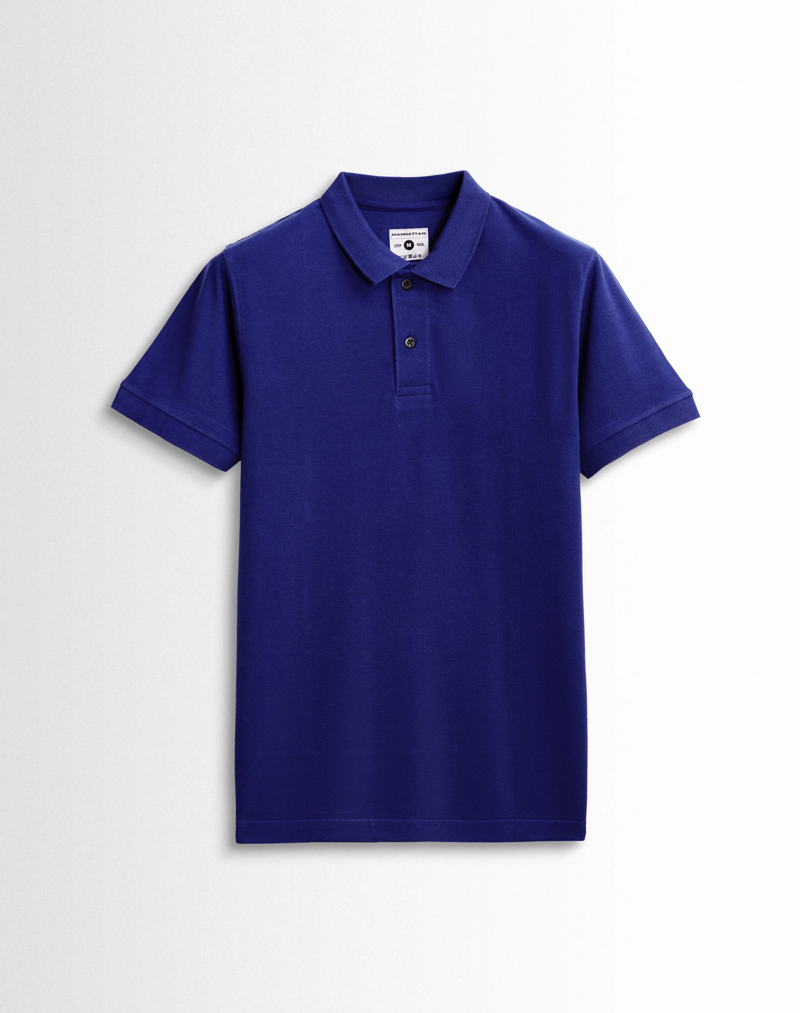 Pure Cotton Polo Plain T Shirts (Azure Blue) Without Pocket