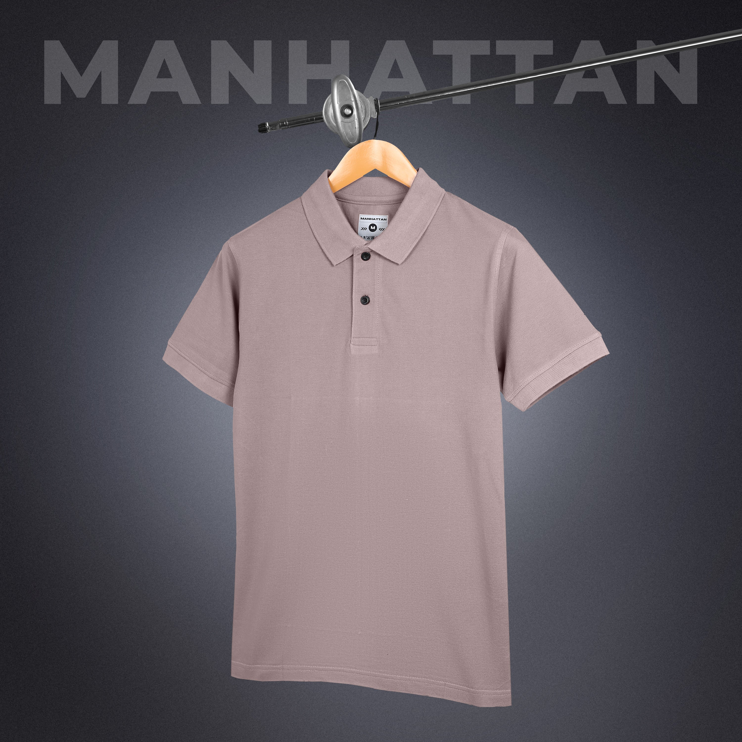 Pure Cotton Polo Plain T Shirts (Dusty Pink) Without Pocket - Image 2