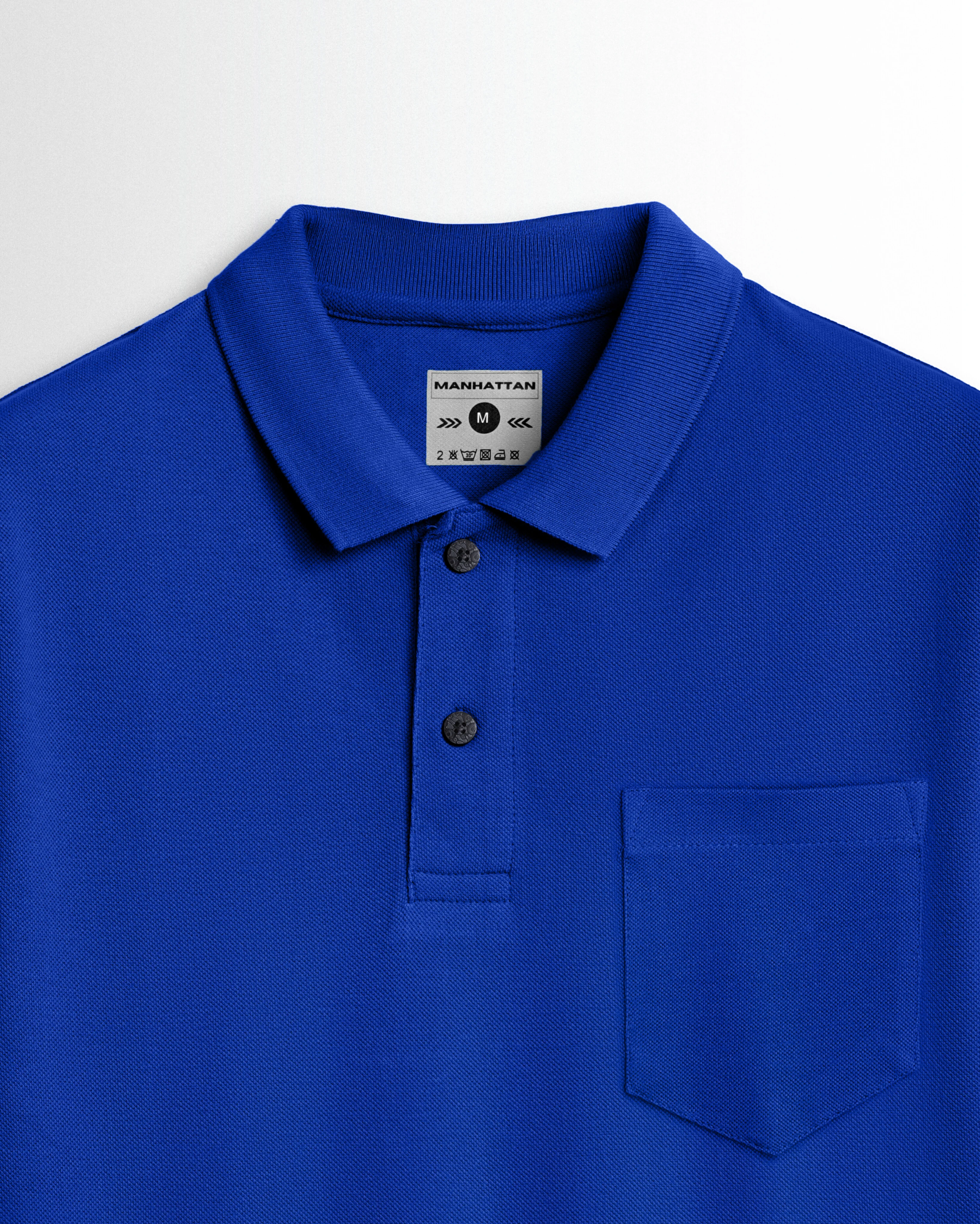Pure Cotton Polo Pocket T Shirts (Azure Blue)