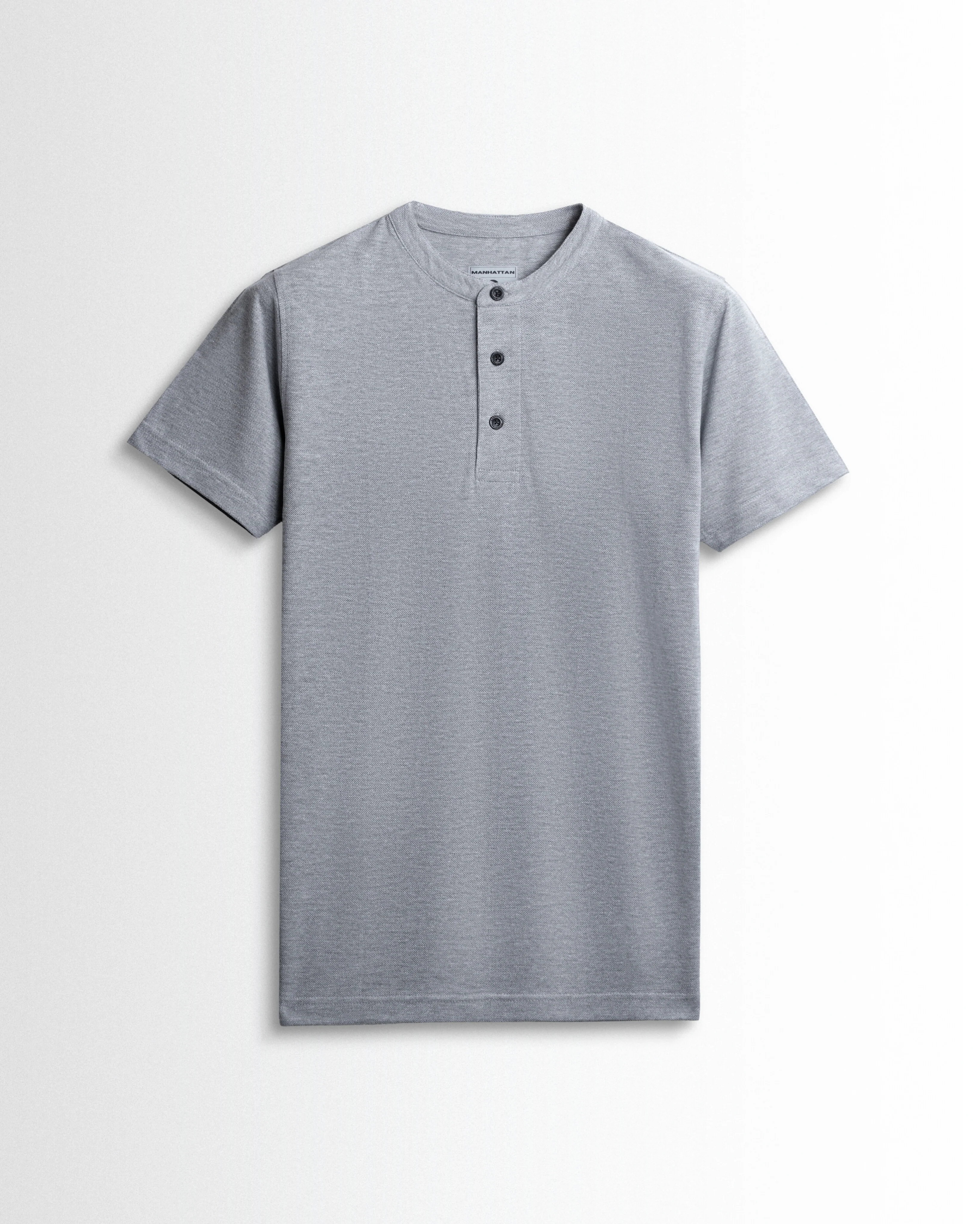 Rich in Cotton Henley Without Pocket T-shirts (Silver Grey)
